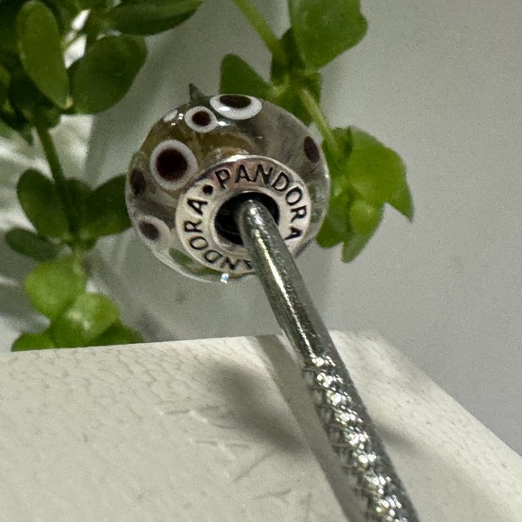 Authentic Retired Pandora White Bubbles Murano Glass Charm - Picture 5 of 12